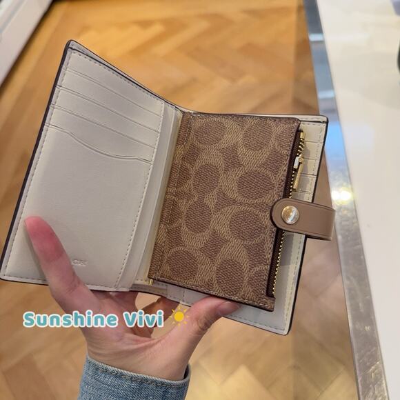 NWT Coach 2-in-1 Wallet Blocked Signature Canvas CBK54 Gold/Sand/Tan - Picture 4 of 7